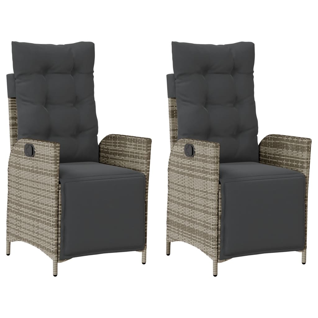 Gartensessel Verstellbar mit Kissen Schwarz Poly Rattan