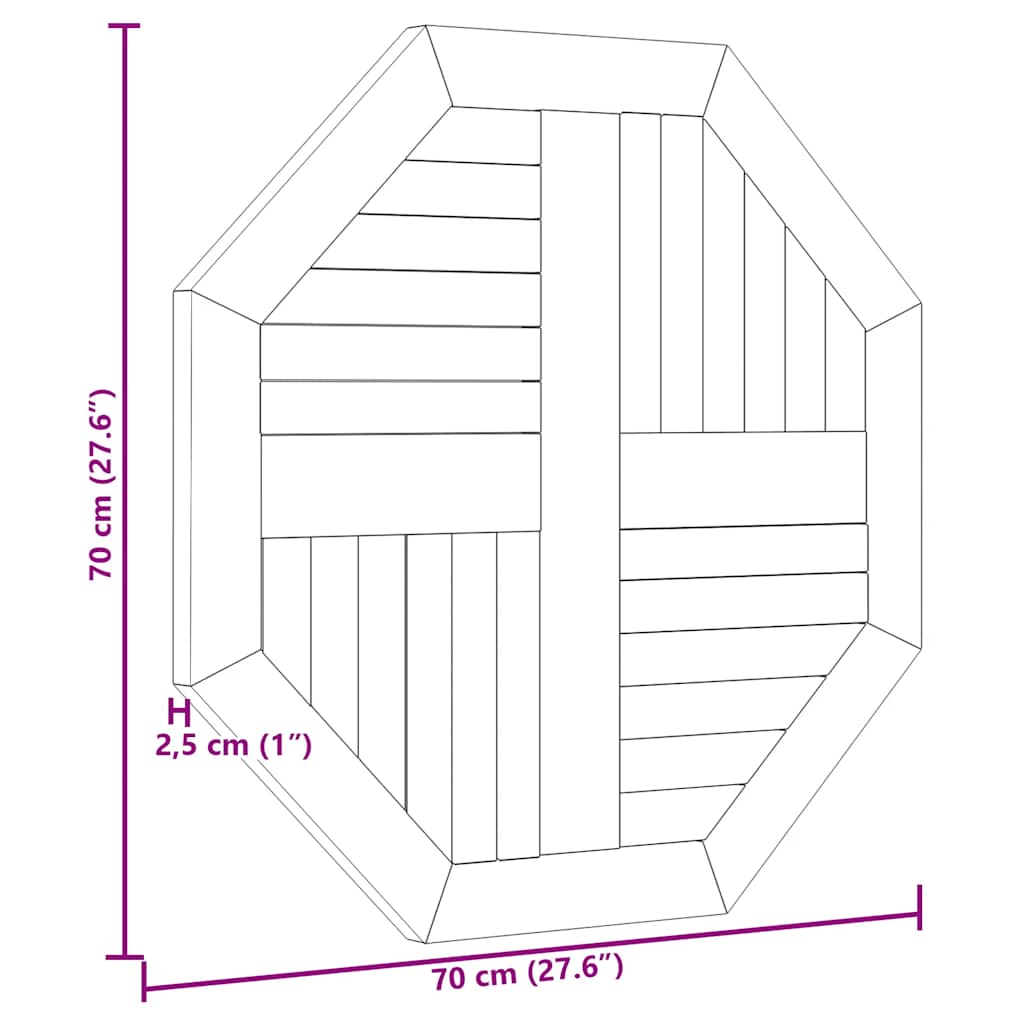 Tischplatte Massivholz Teak Rund 2,5 cm 40 cm
