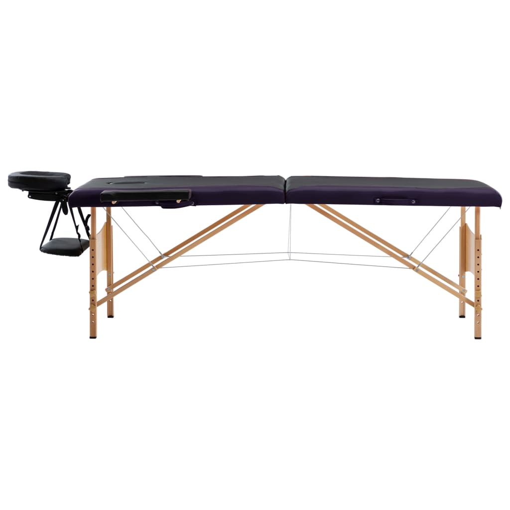Massageliege Klappbar 2-Zonen mit Holzgestell Lila