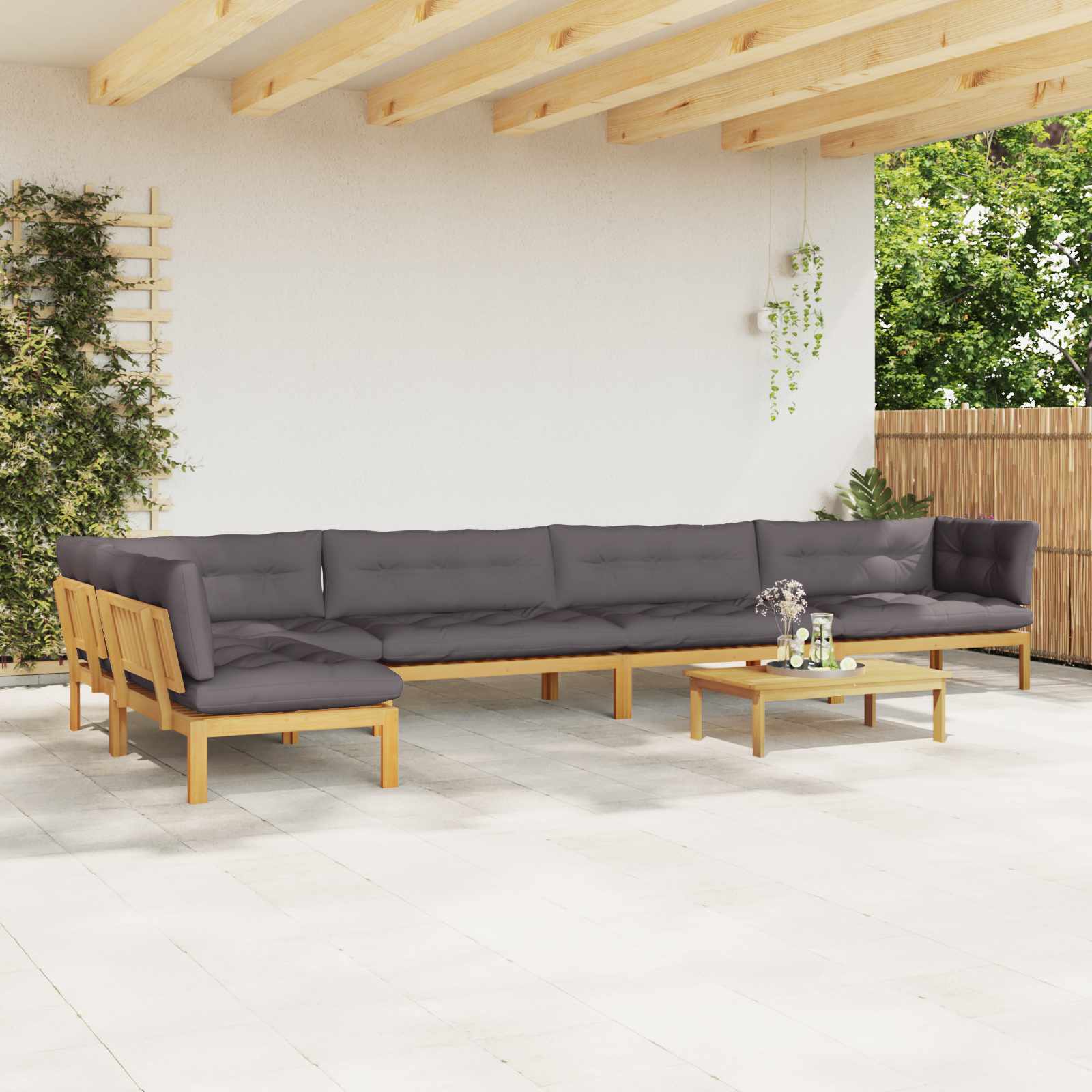 3-tlg. Garten-Sofagarnitur aus Paletten Massivholz Akazie