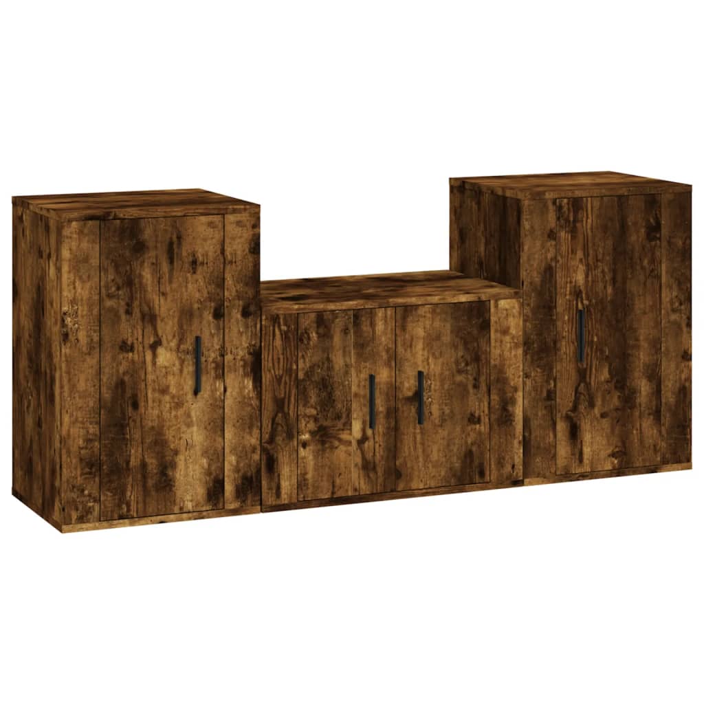 3-tlg. TV-Schrank-Set Weiß Holzwerkstoff