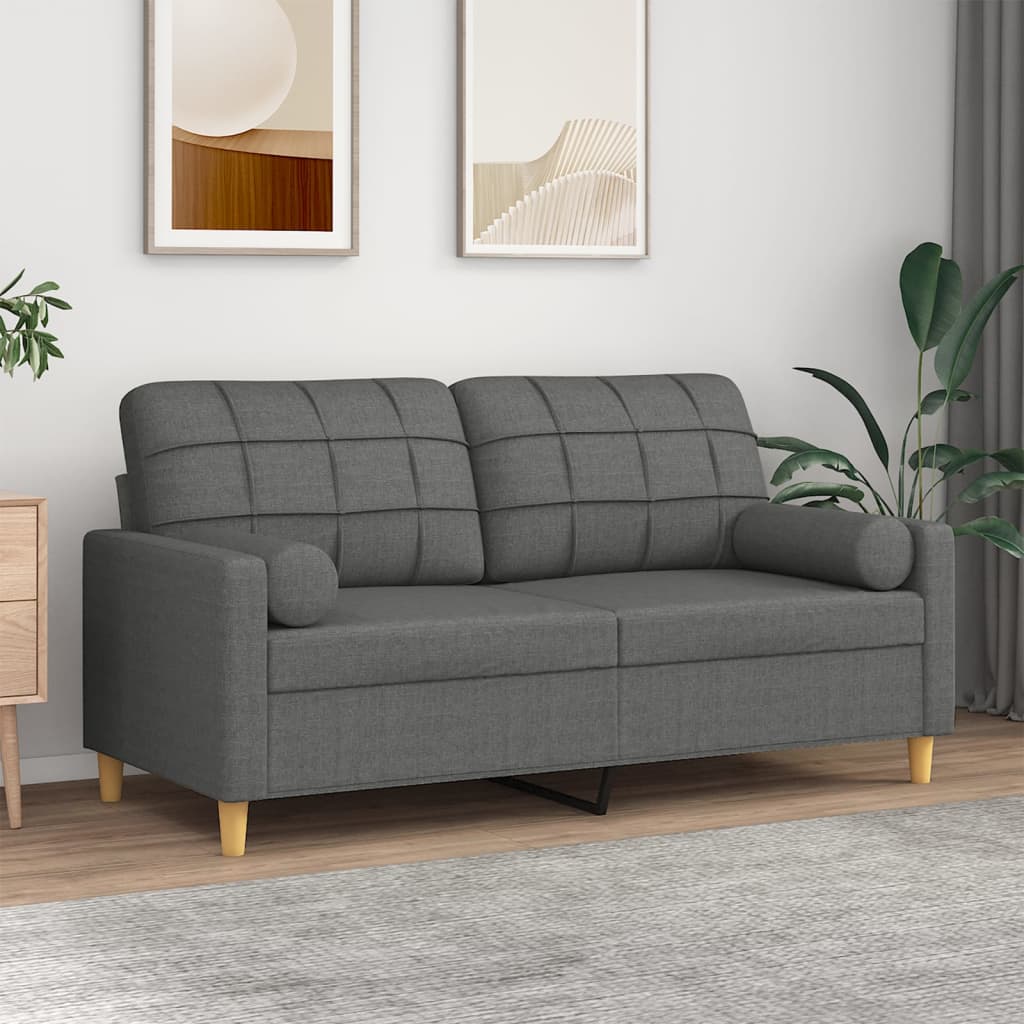 2-Sitzer-Sofa mit Zierkissen Braun 120 cm Stoff