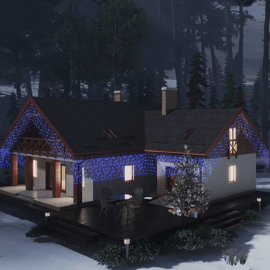 Lichtervorhang LED Eiszapfen 10 m 400 LED Warmweiß 8 Funktionen