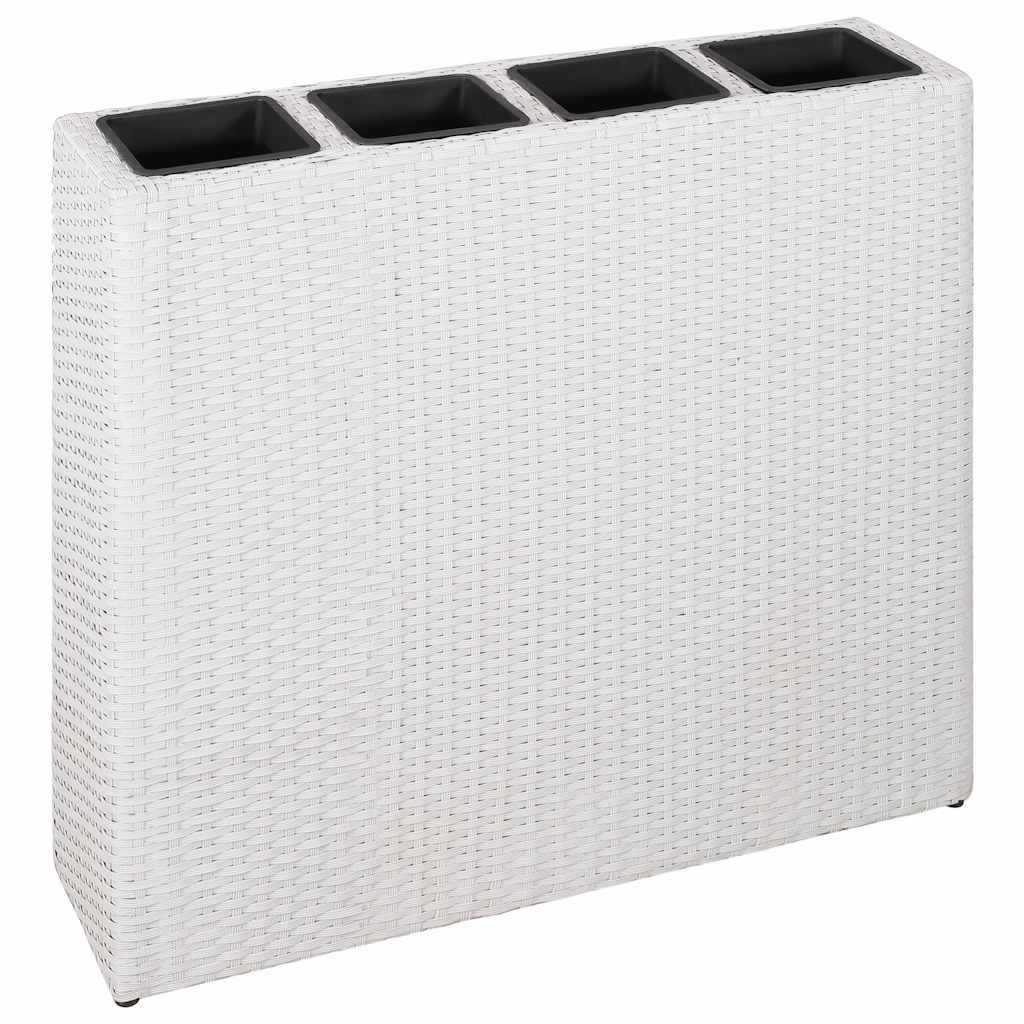 Garten-Hochbeet mit 4 Töpfen 2 Stk. Poly Rattan Grau