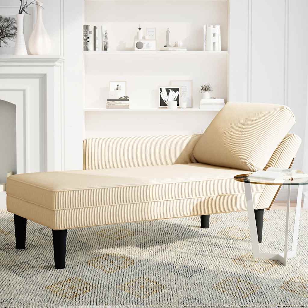 Chaiselongue mit Kissen Hellgrau Cordstoff