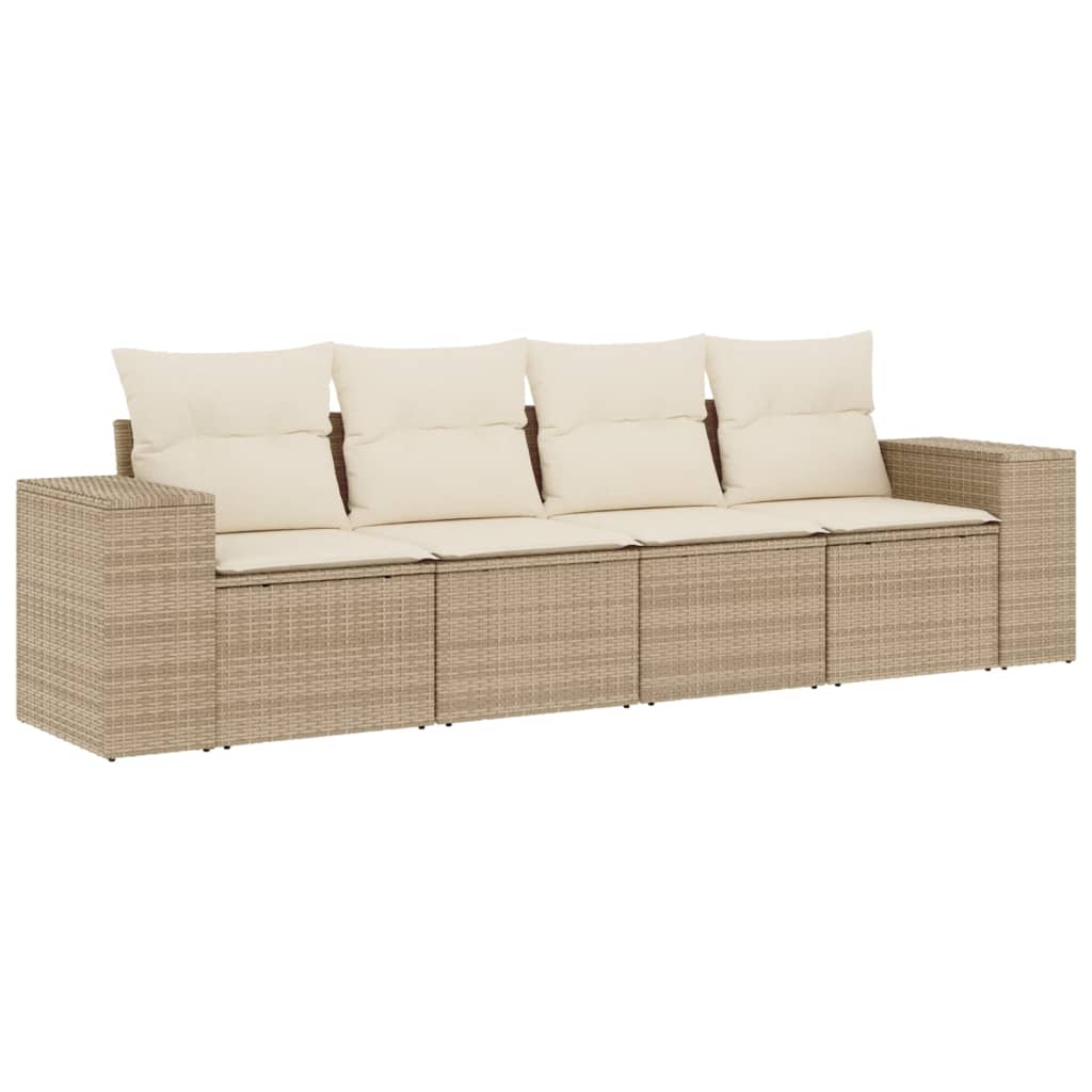 5-tlg. Garten-Sofagarnitur mit Kissen Schwarz Poly Rattan