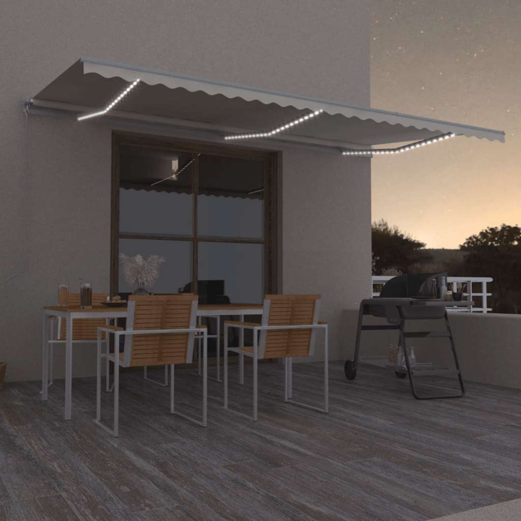 Markise Manuell Einziehbar mit LED 300x250 cm Blau und Weiß