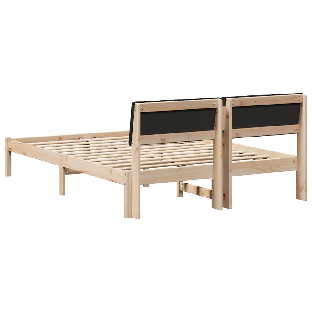 Bettgestell Braun und hellgrau 200 x 200 cm Massivholz Kiefer