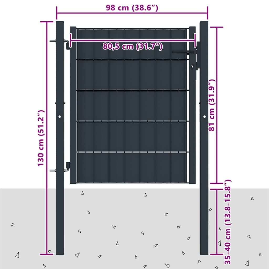 Zauntor aus PVC und Stahl 100 x 81 cm Grün