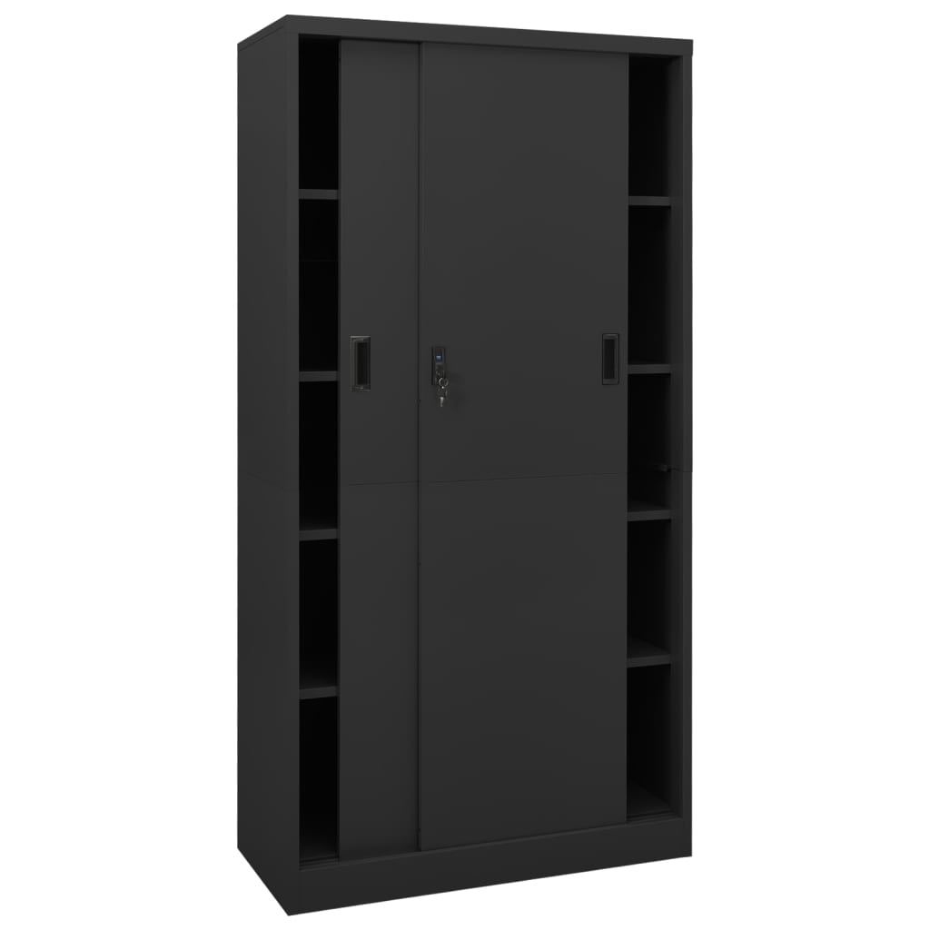 Büroschrank mit Schiebetür Weiß 90x40x180 cm Stahl
