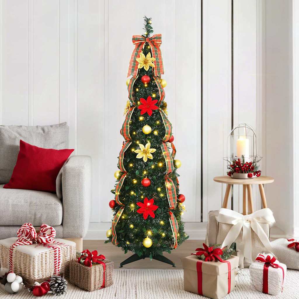 Künstlicher Weihnachtsbaum mit 50 LEDs Grün 125 cm PVC