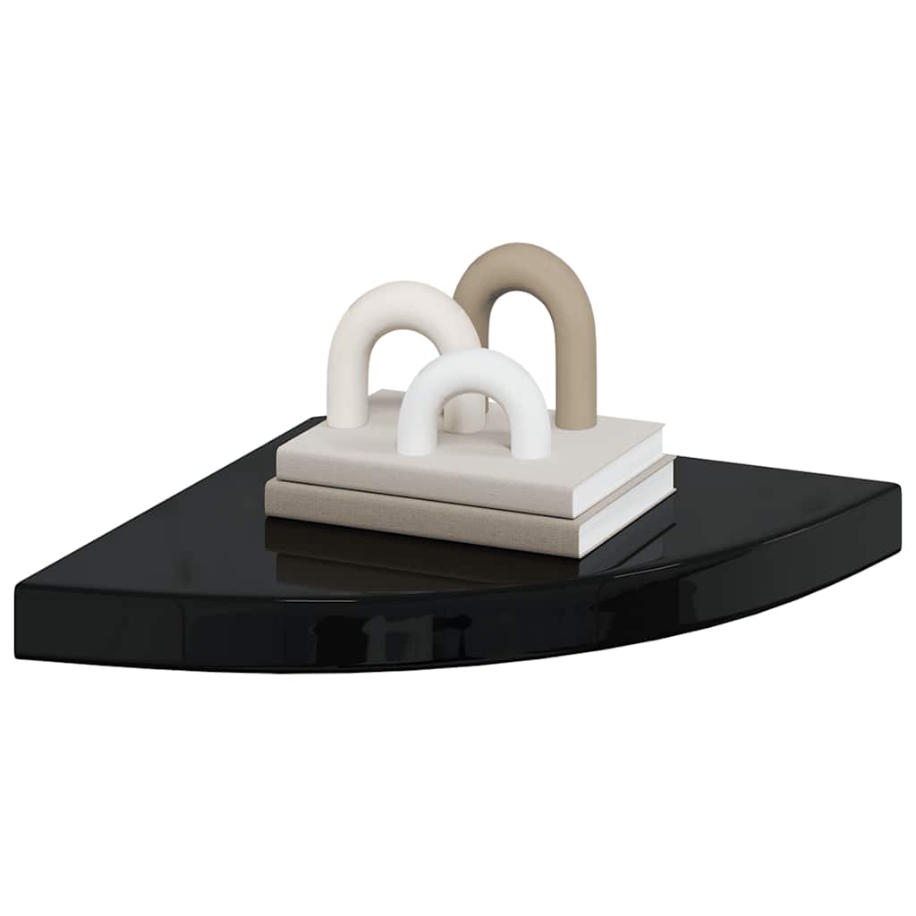 Schwebende Eckregale 2 Stk. Hochglanz-Weiß 25x25x3,8 cm MDF