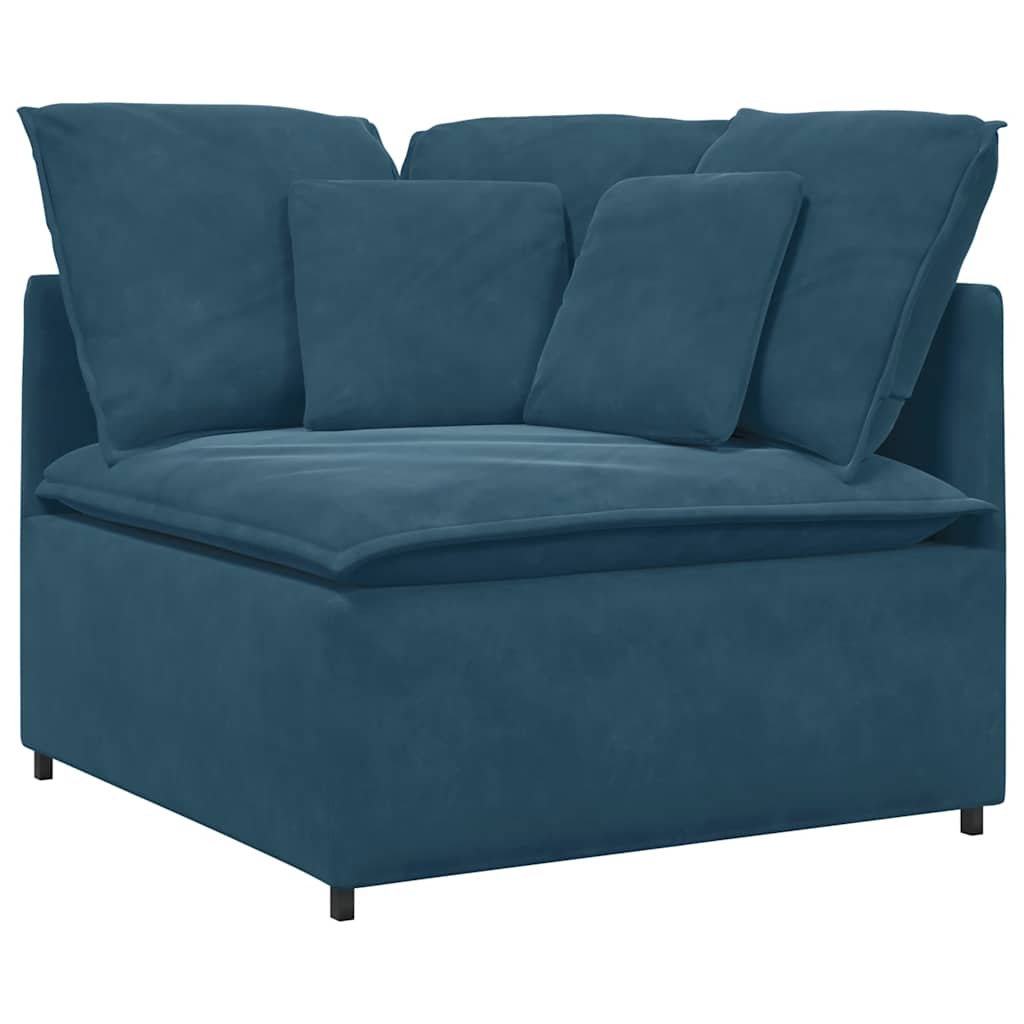 Modulares Sofa Endmodul mit Armlehne Kissen Blau 100 cm