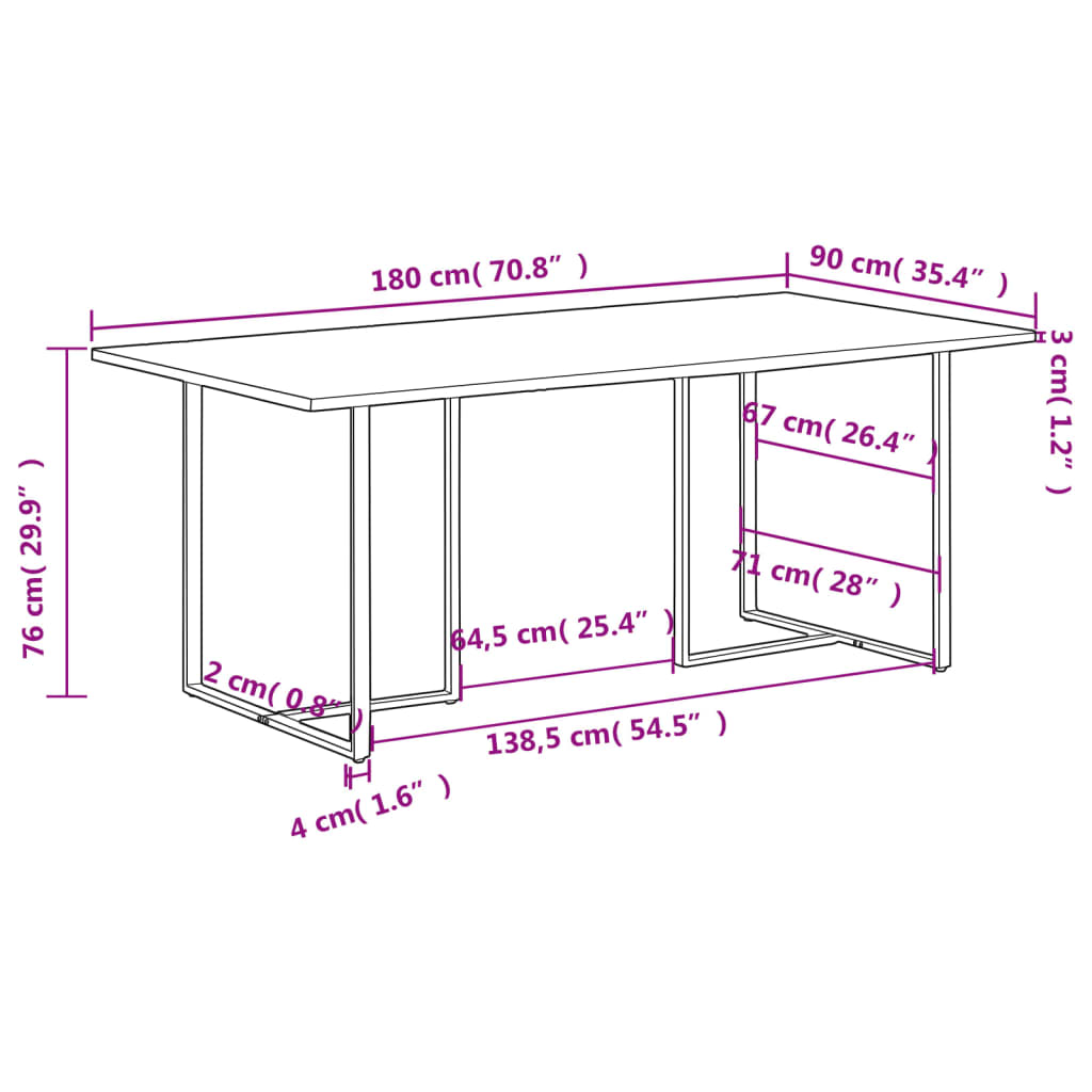 Esstisch 110x55x75,5 cm Massivholz Mango