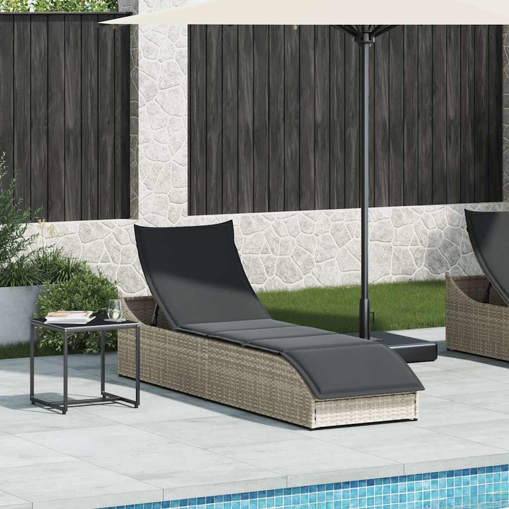 Klappliege mit Auflage und Stauraum Schwarz Poly-Rattan