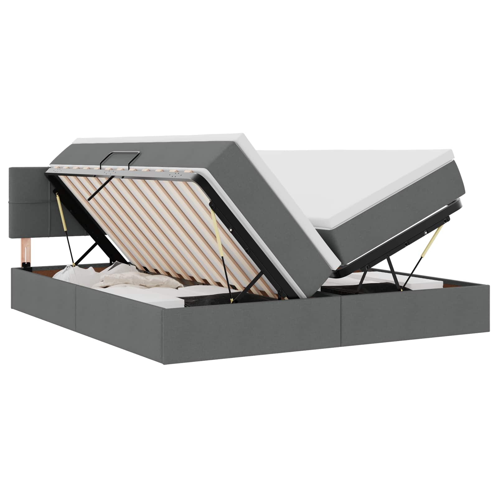 Aufbewahrungsbett mit Matratze Hellgrau 180 x 200 cm Kunstleder