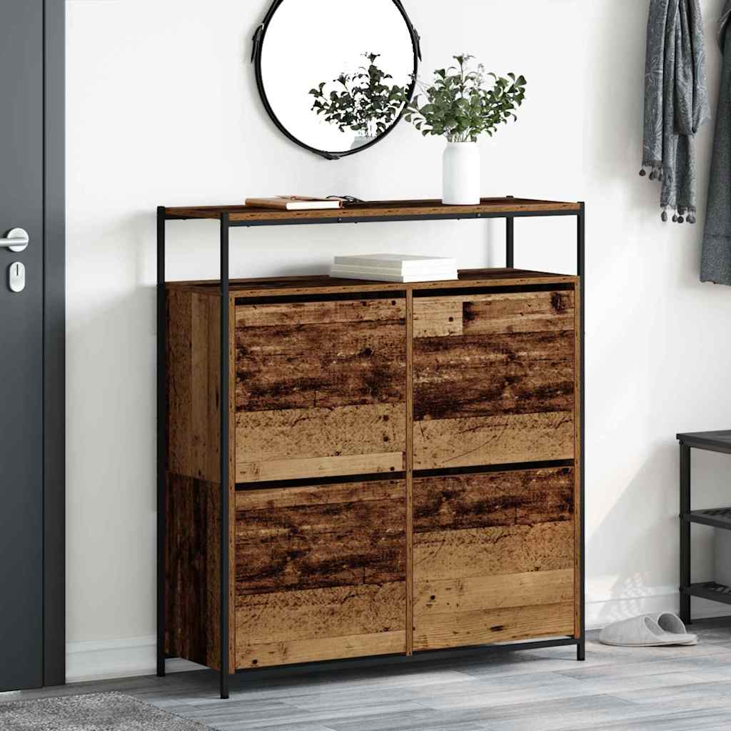 Schuhschrank mit 4 Klappen Sonoma-Eiche 100x34x112 cm
