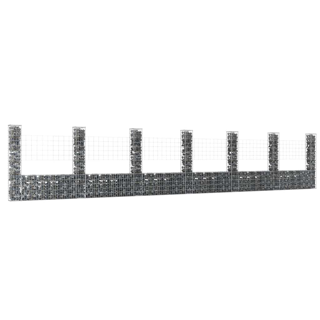 Gabionenkorb U-Form mit 2 Säulen Eisen 140x20x150 cm