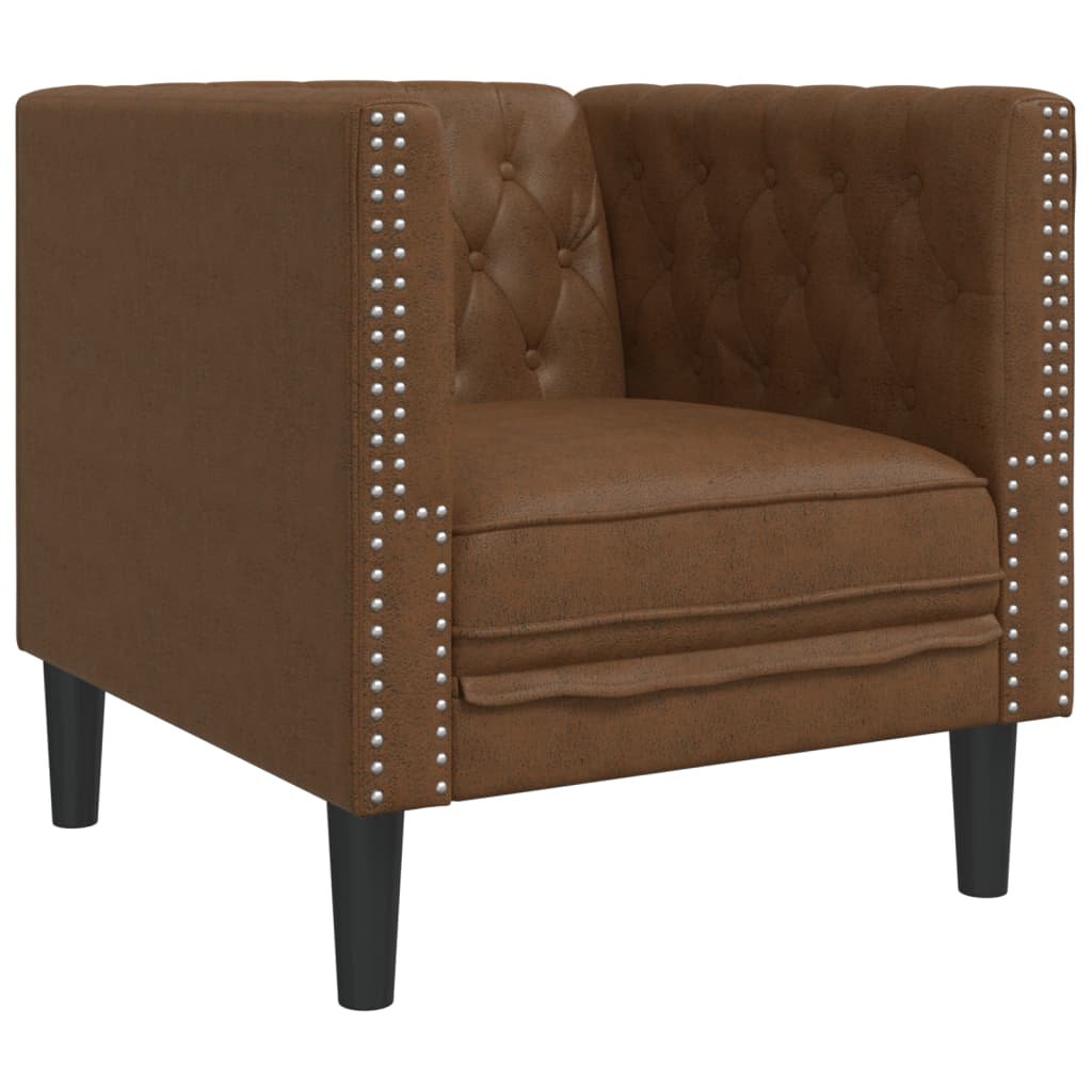 3-tlg. Chesterfield-Sofa-Set mit Nackenrollen Hellgrau Samt