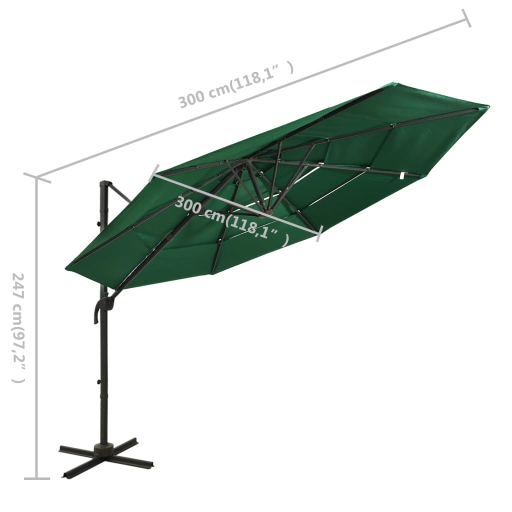 Sonnenschirm mit Aluminium-Mast 4-lagig Sandfarben 3x3 m