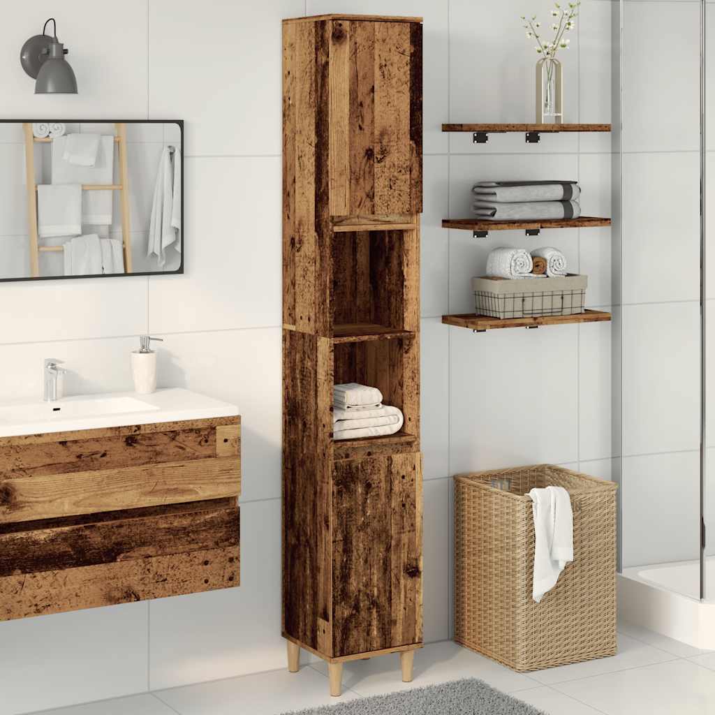 Badschrank Weiß 30x30x190 cm Holzwerkstoff