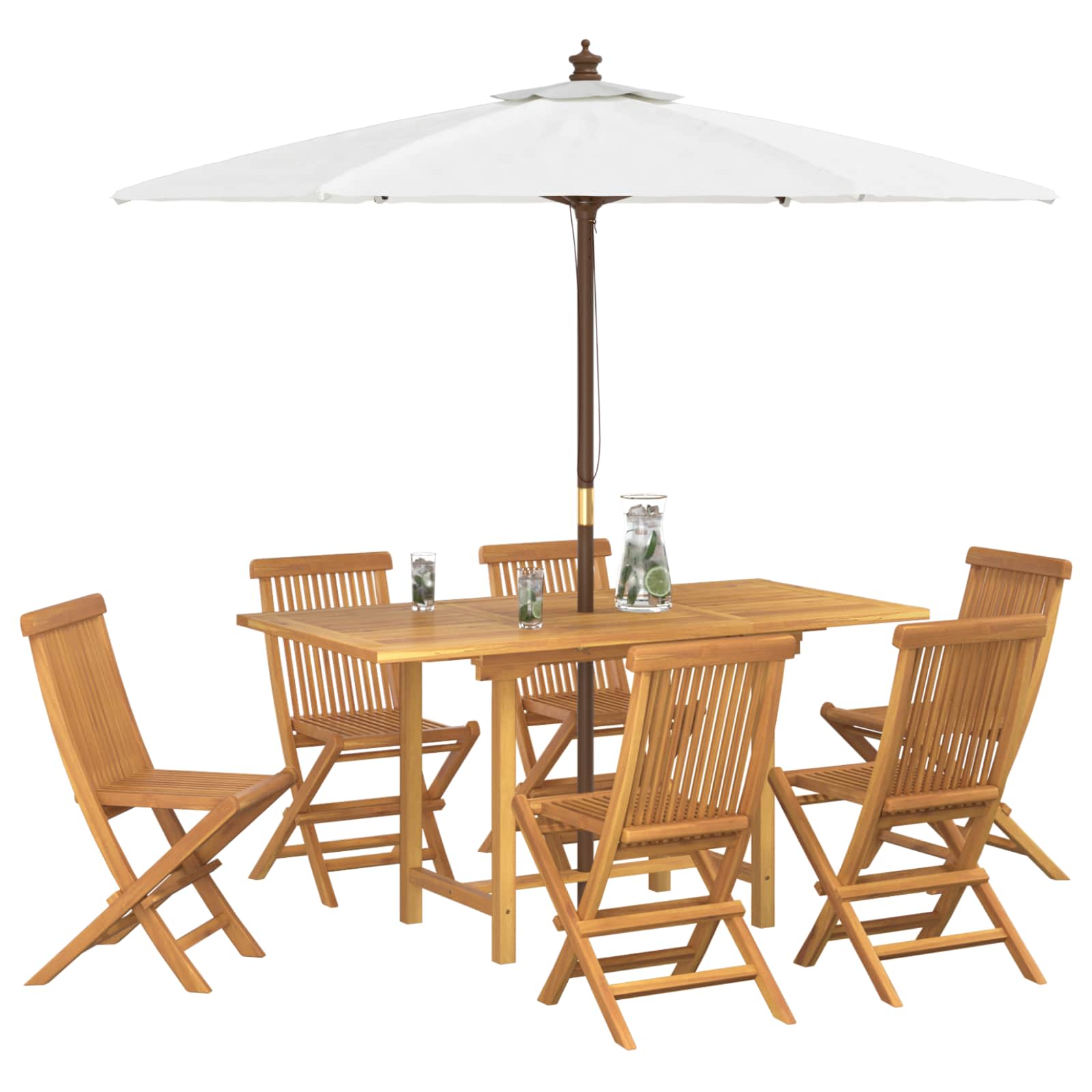 Garten Essgruppe 5 pcs Braun Massivholz Teak
