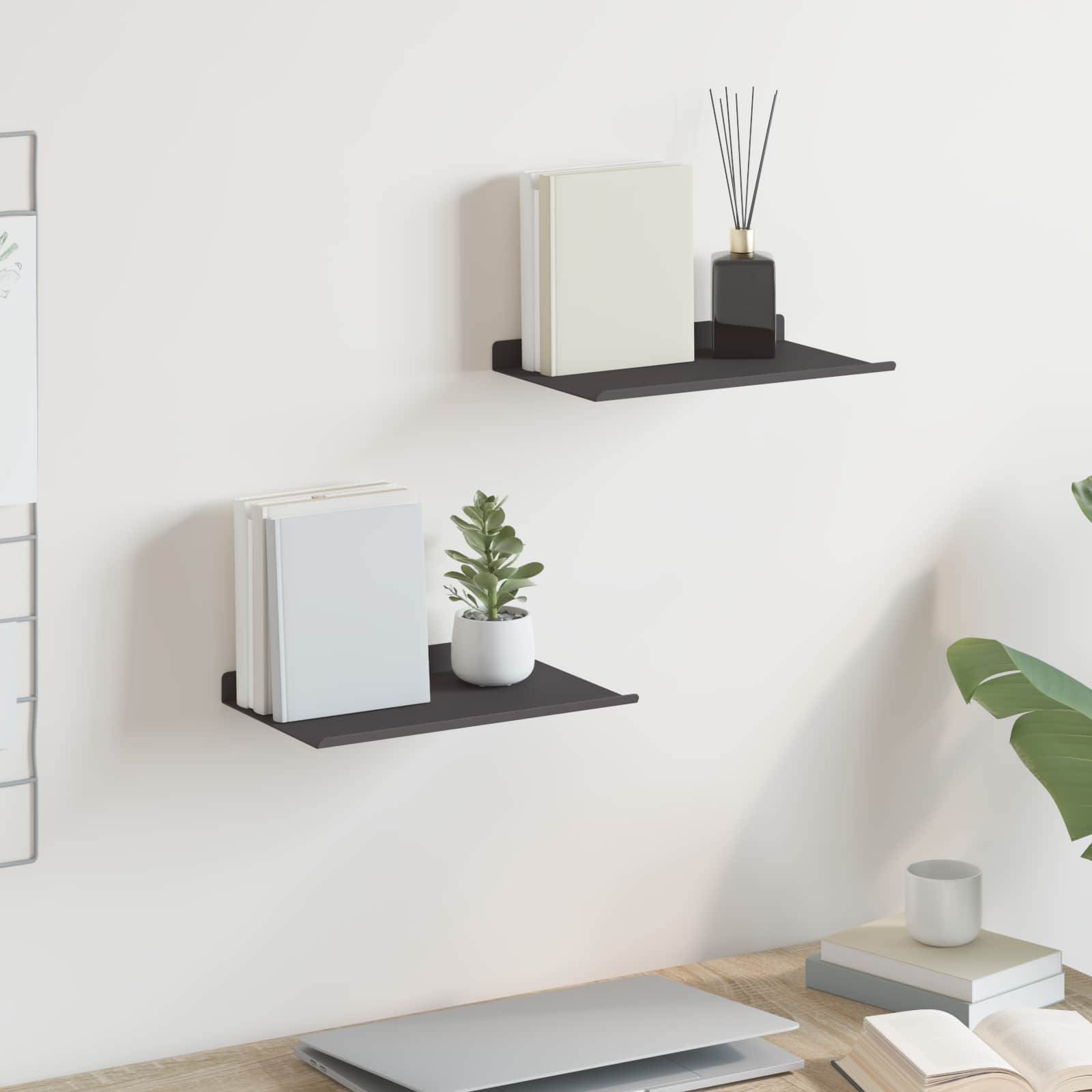 Schwebendes Regal 3 pcs Schwarz 40 x 9 x 2,5 cm Stahl