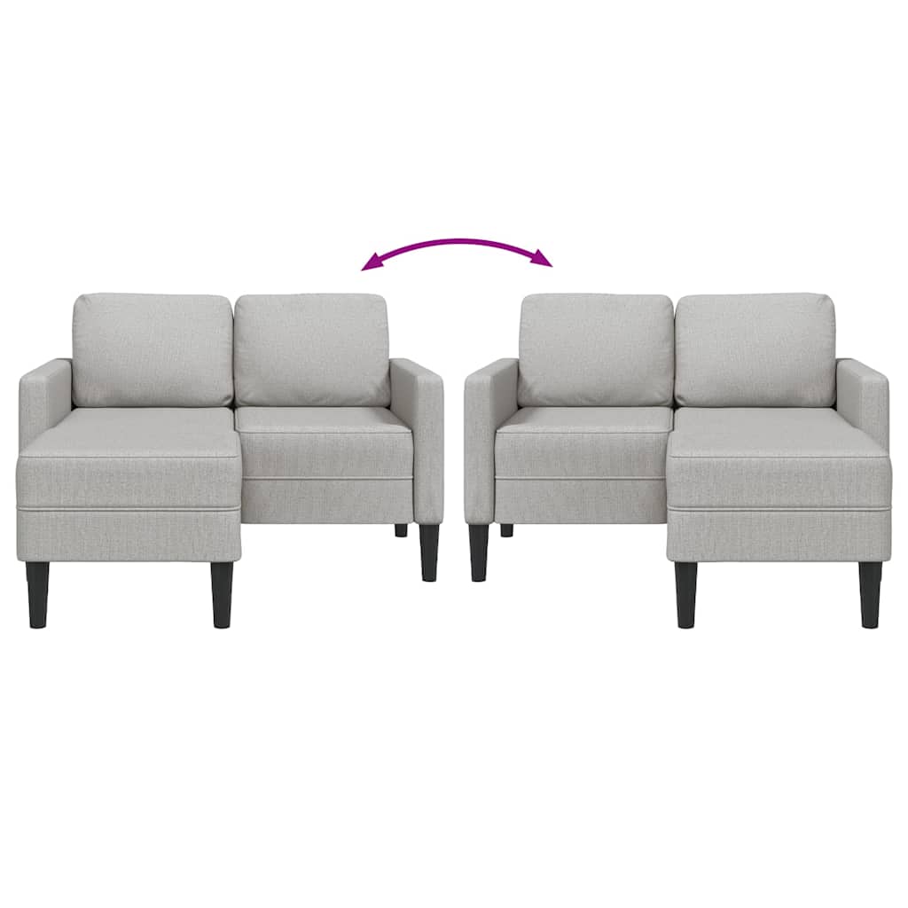 2-Sitzer-Sofa mit Chaiselongue L-Form Hellgrau 125 cm Stoff