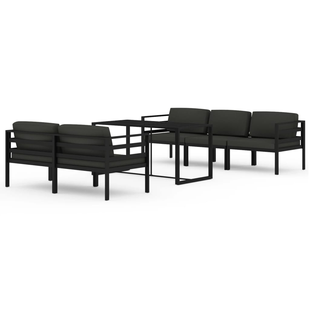 10-tlg. Garten-Lounge-Set mit Kissen Aluminium Anthrazit