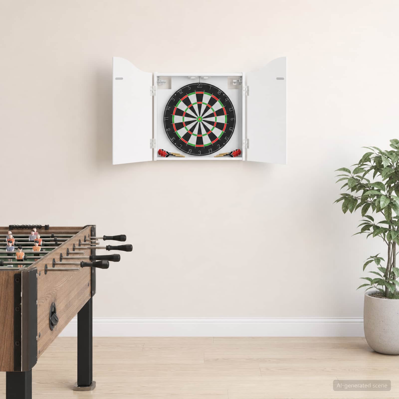 Dartboard Schrank Weiß 56 x 12 x 63 cm Holzwerkstoff
