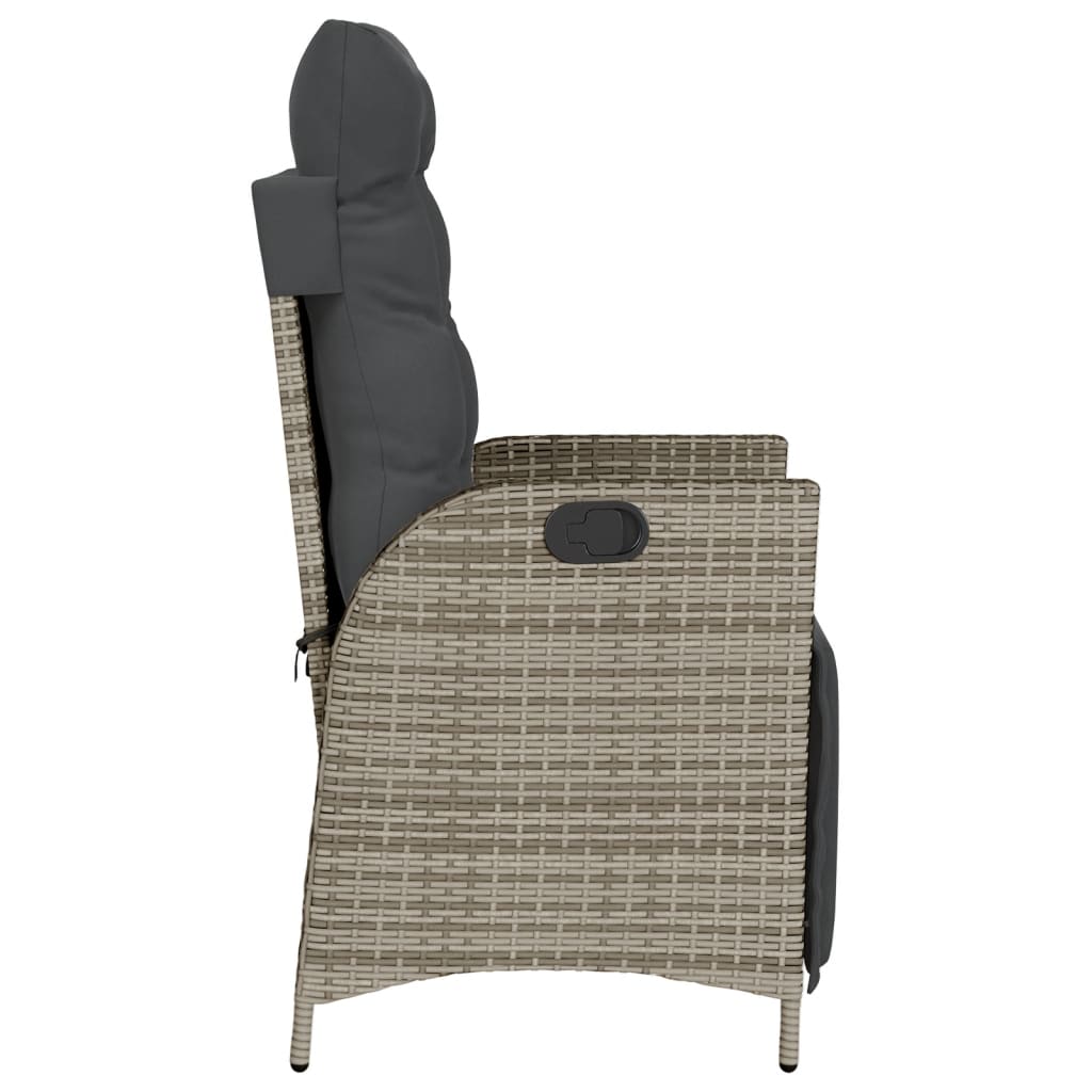 Gartensessel Verstellbar mit Kissen Schwarz Poly Rattan
