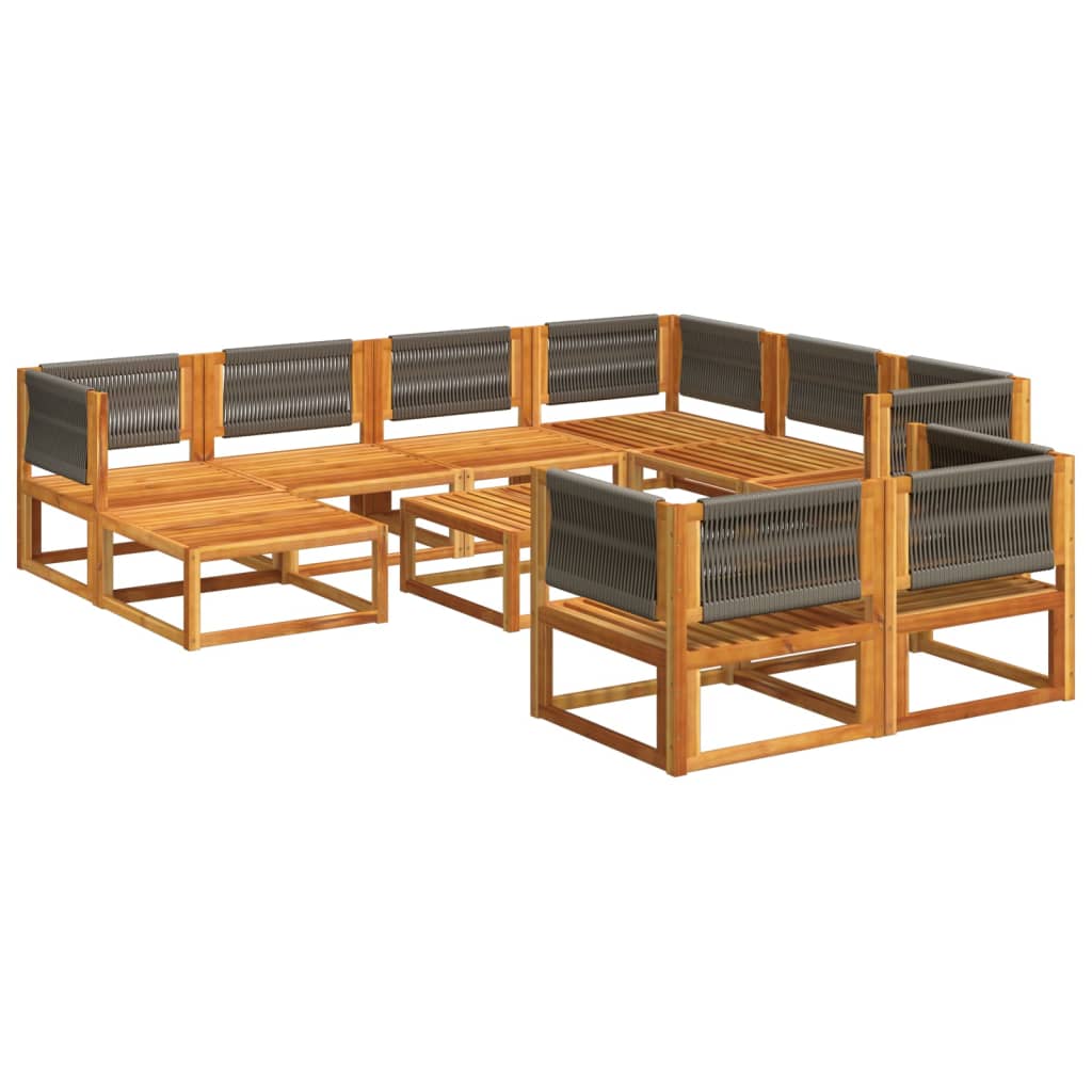 6-tlg. Gartensofa-Set mit Kissen Holz Akazie & Seil