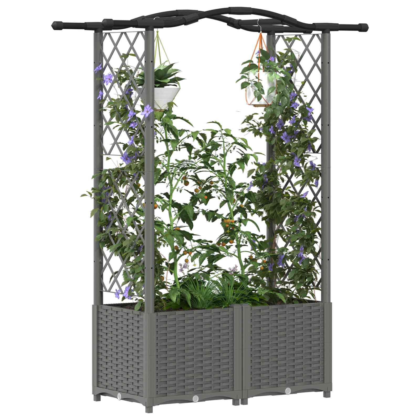 Hochbeet mit Rankgitter und Dach Braun 124 x 40 x 123 cm PP