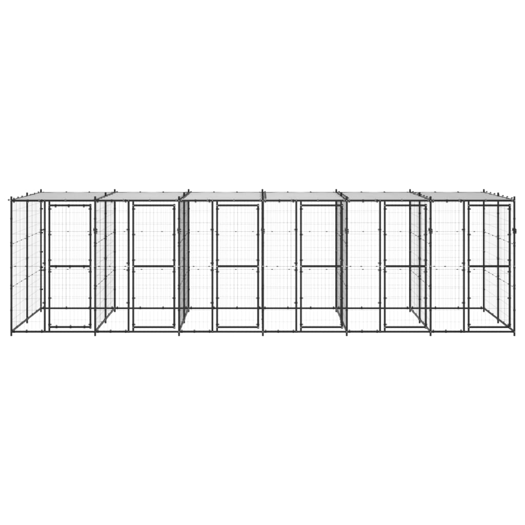 Outdoor-Hundezwinger Stahl mit Überdachung 110x220x180 cm
