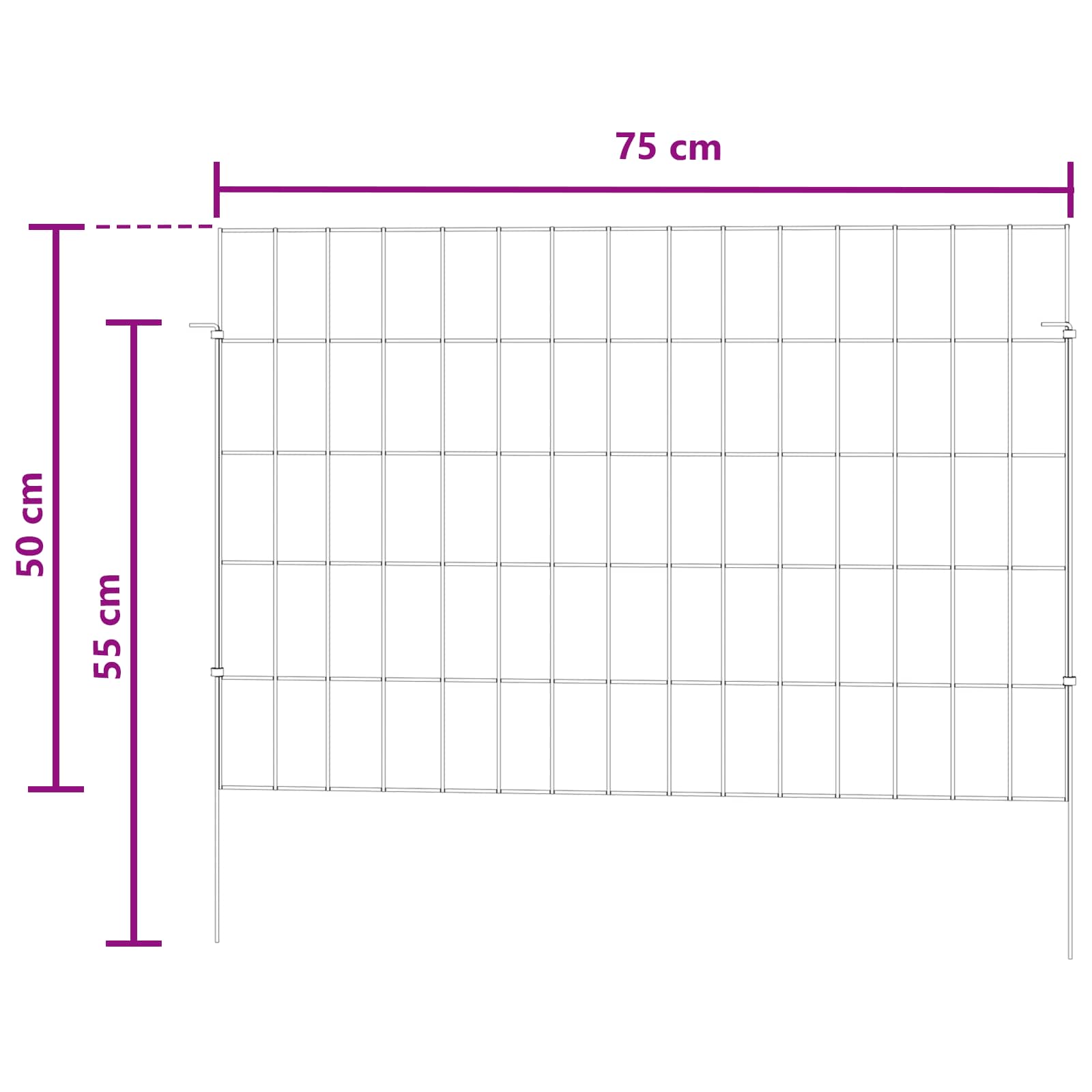Gartenzaun mit Pfählen 12 pcs 35 x 30 cm Mesh Verzinkter Stahl
