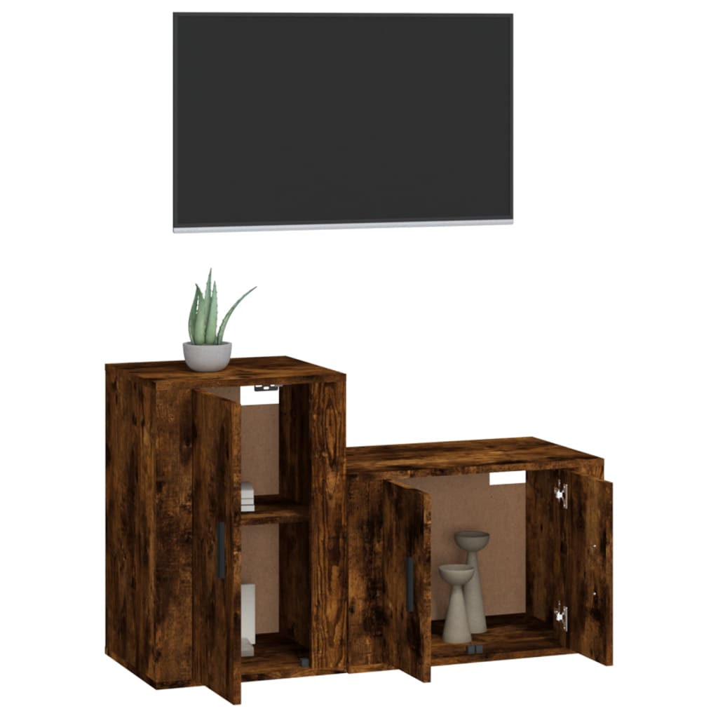 2-tlg. TV-Schrank-Set Weiß Holzwerkstoff