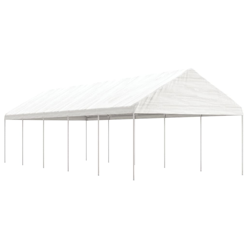 Pavillon mit Dach Weiß 4,46x4,08x3,22 m Polyethylen