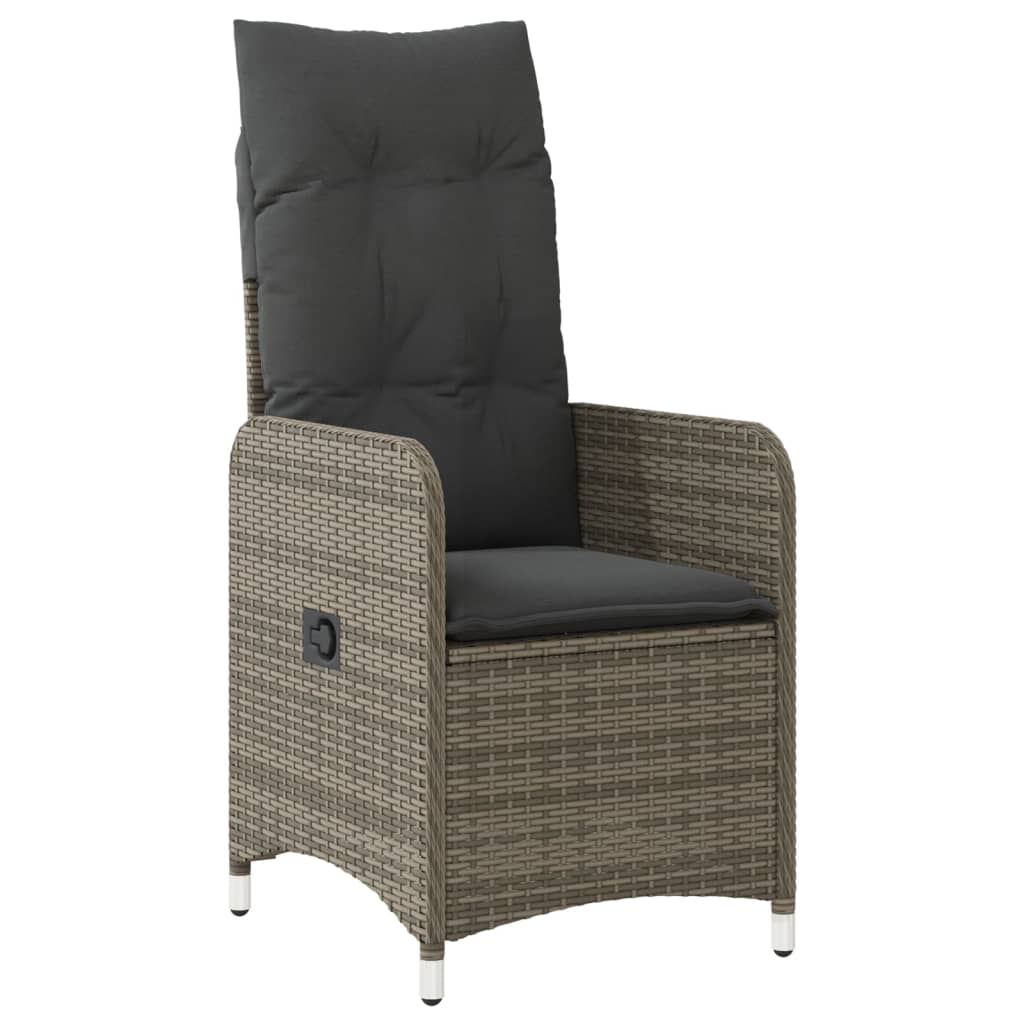 Gartensessel Verstellbar mit Kissen Schwarz Poly Rattan
