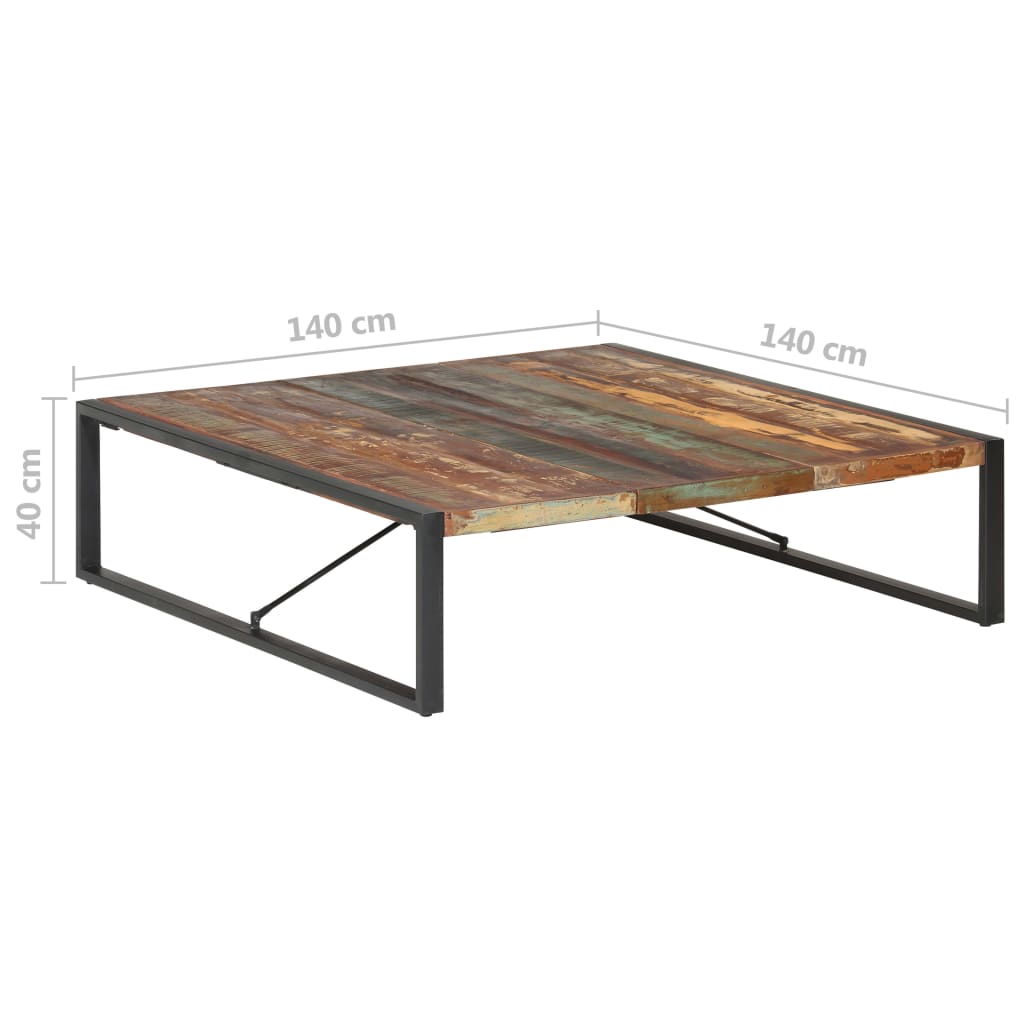 Couchtisch 140x140x40 cm Raues Mangoholz