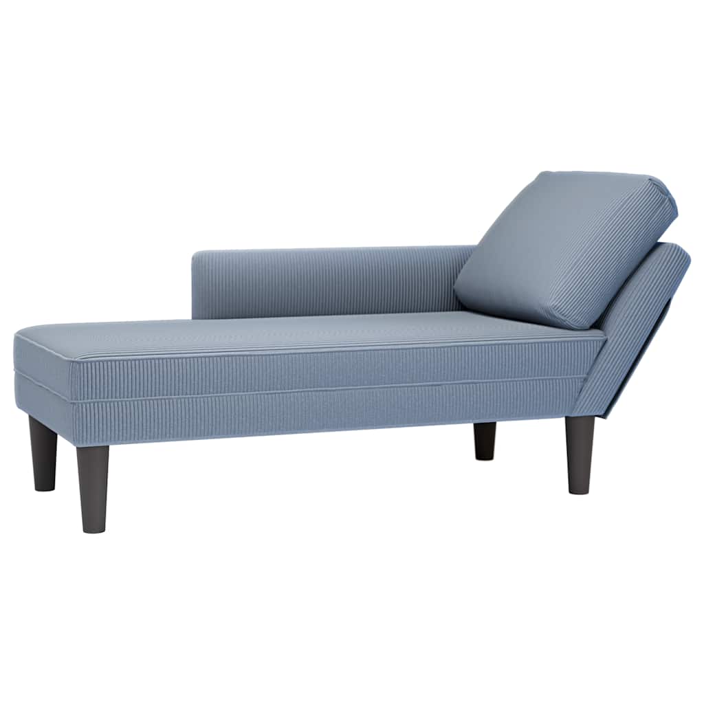 Chaiselongue mit Kissen Hellgrau Cordstoff
