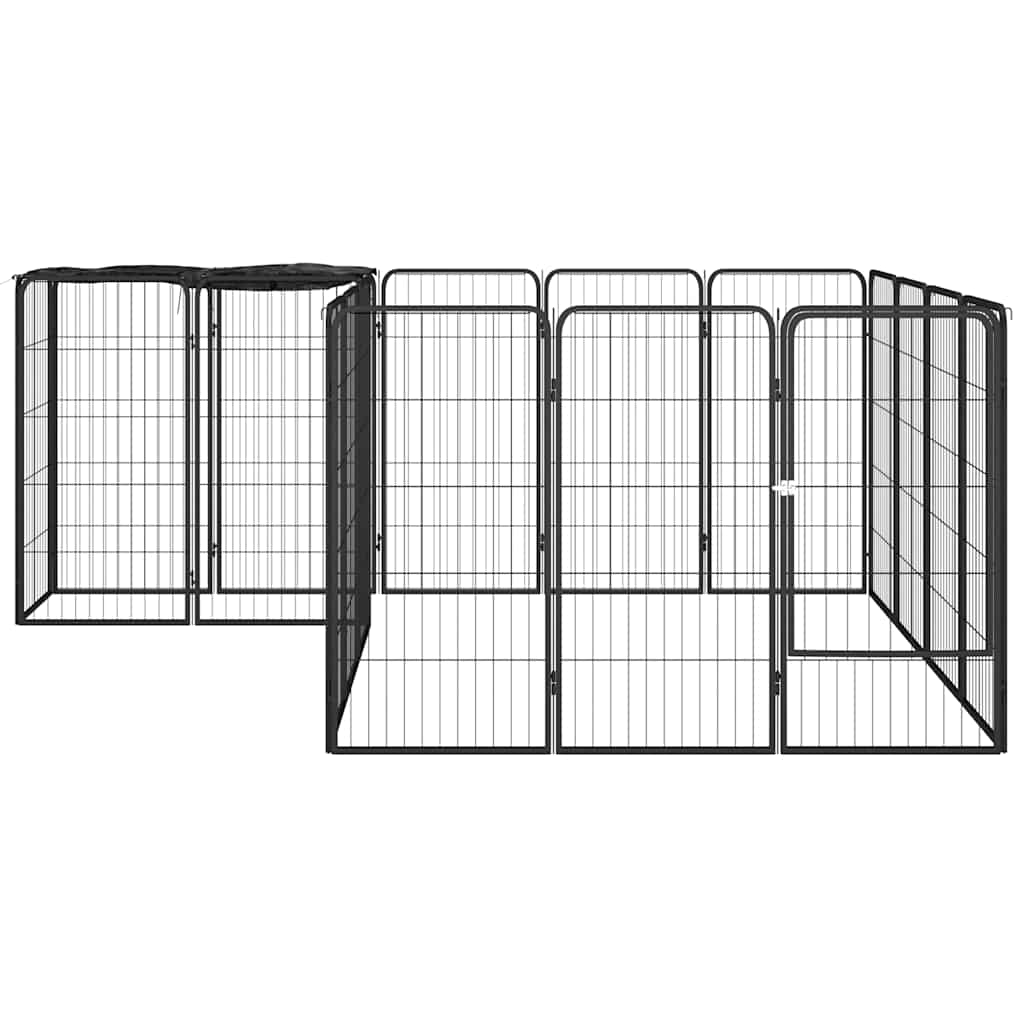 6-tlg. Hundelaufstall Schwarz 50x100cm Stahl Pulverbeschichtung