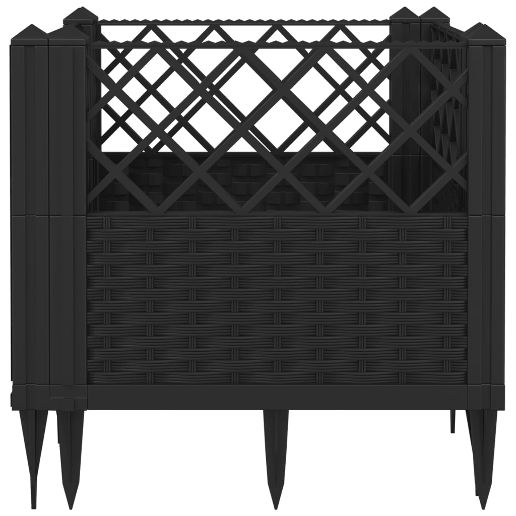 Pflanzkasten mit Erdspießen Schwarz 42,5x42,5x28,5 cm PP
