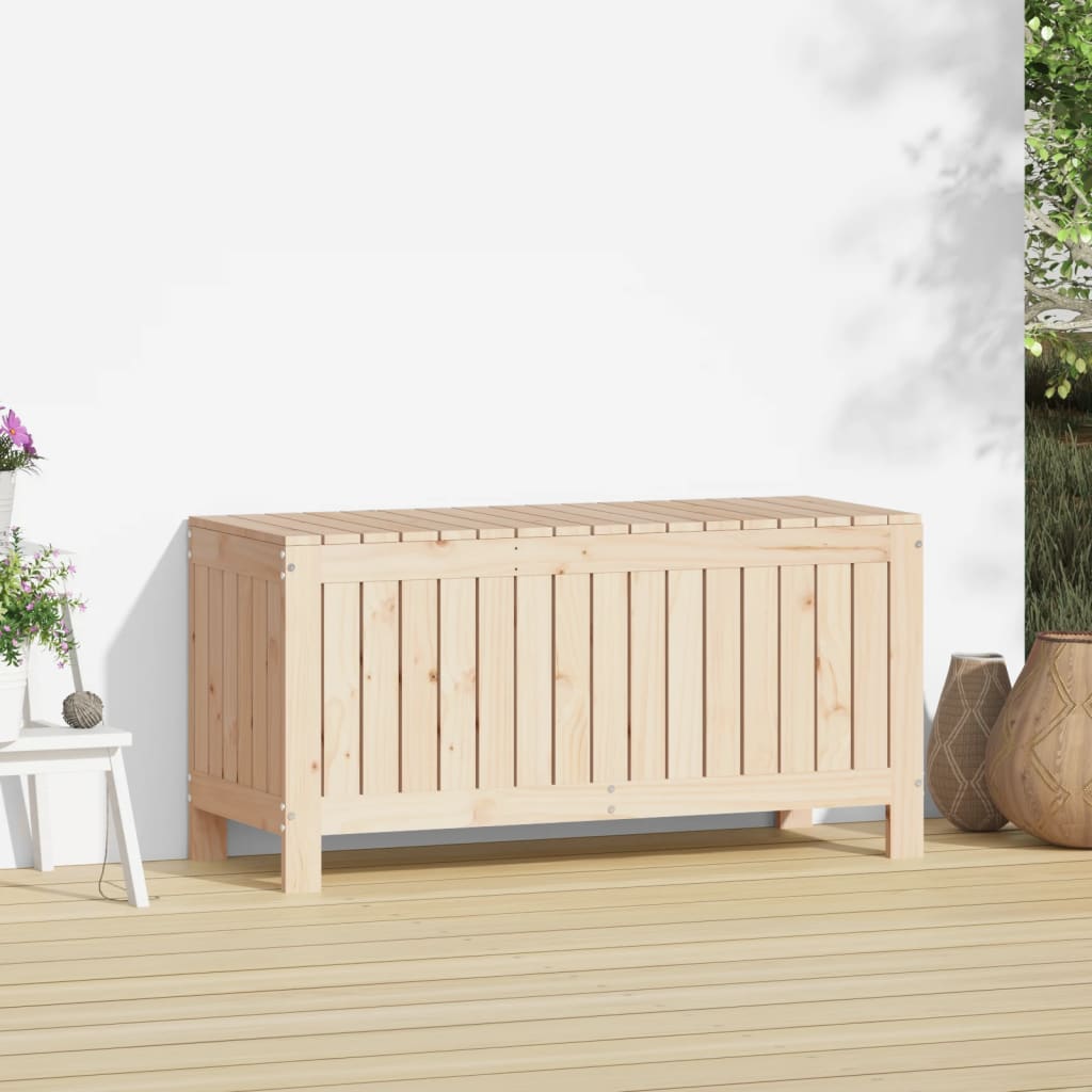 Gartentruhe Grau 76x42,5x54 cm Massivholz Kiefer