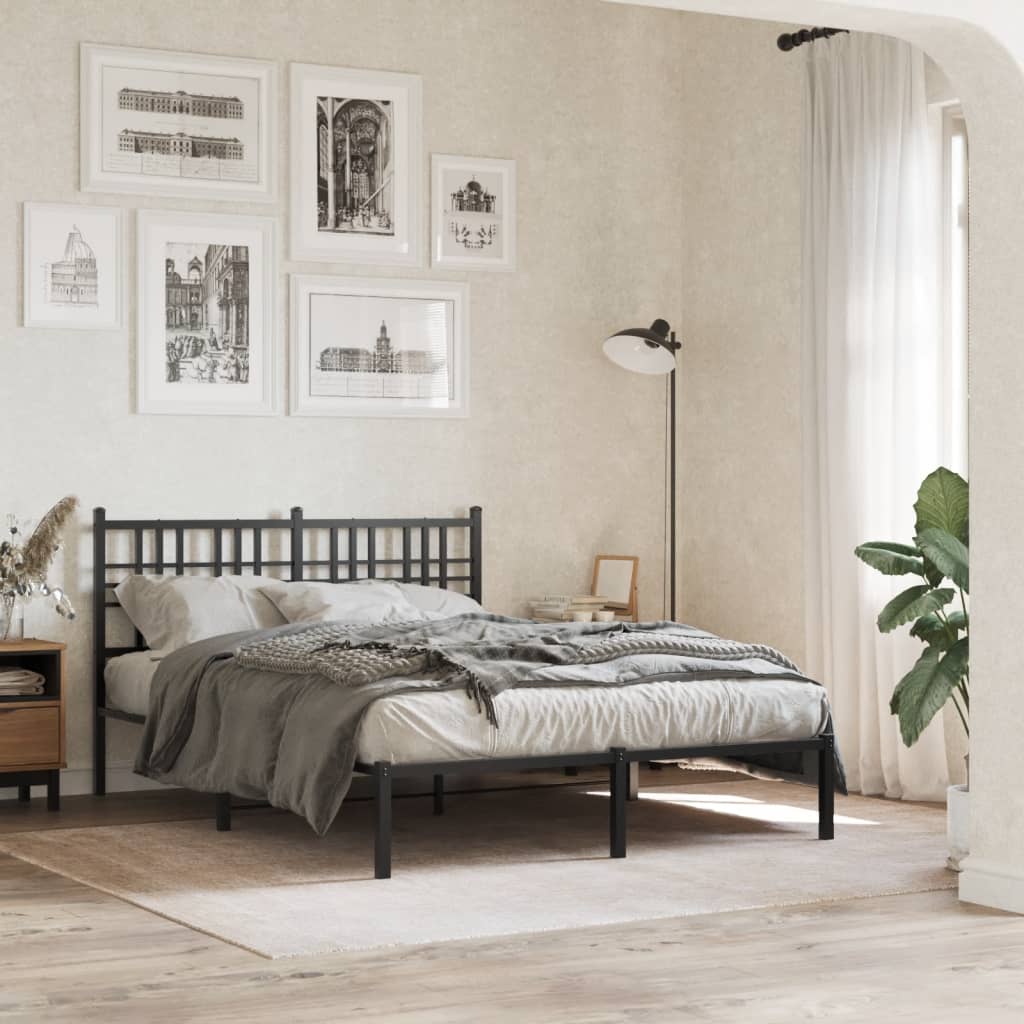 Bettgestell mit Kopf- und Fußteil Metall Schwarz 90x200 cm