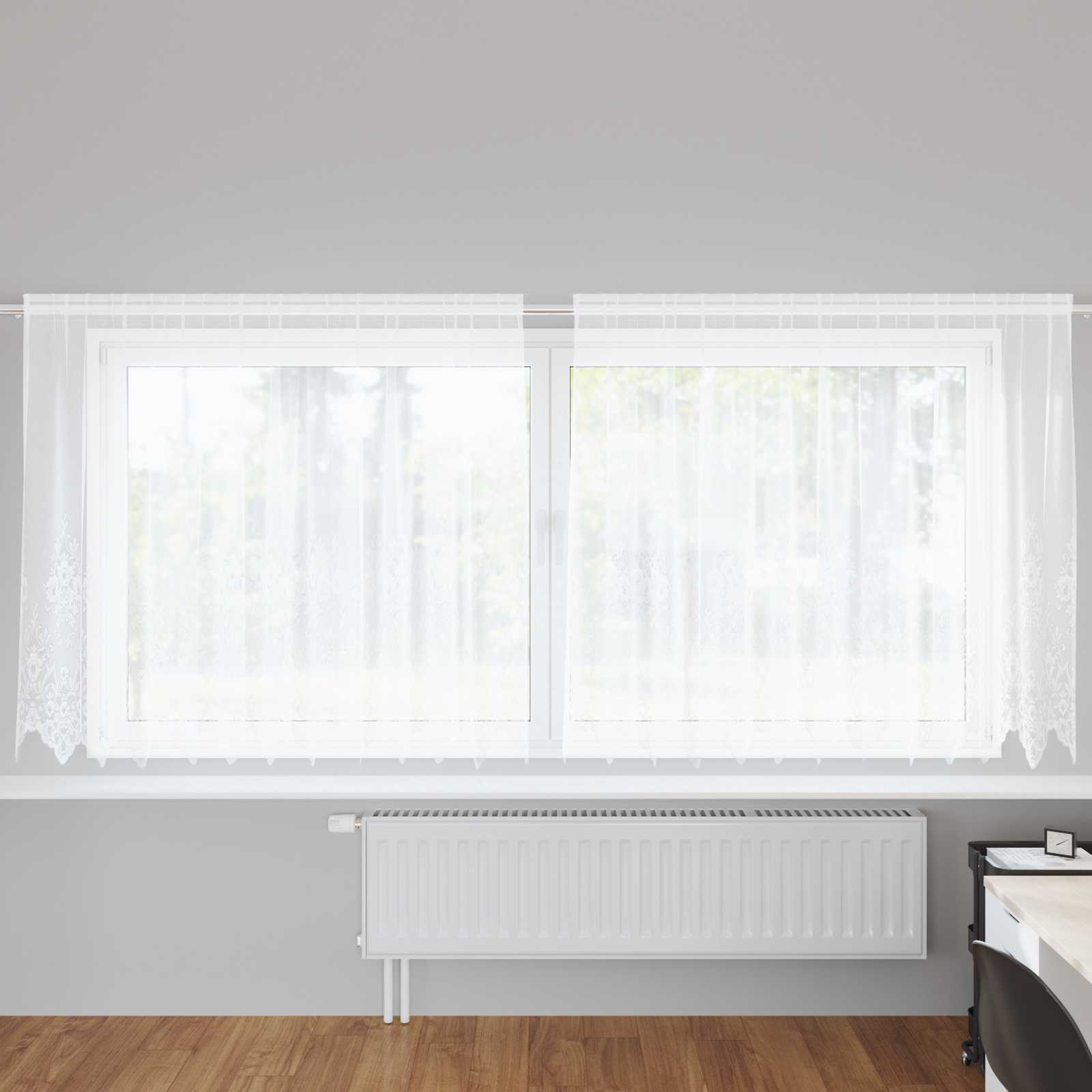 Spitzenvorhang mit Vorhängen Floral Weiß 80 x 150 cm Polyester