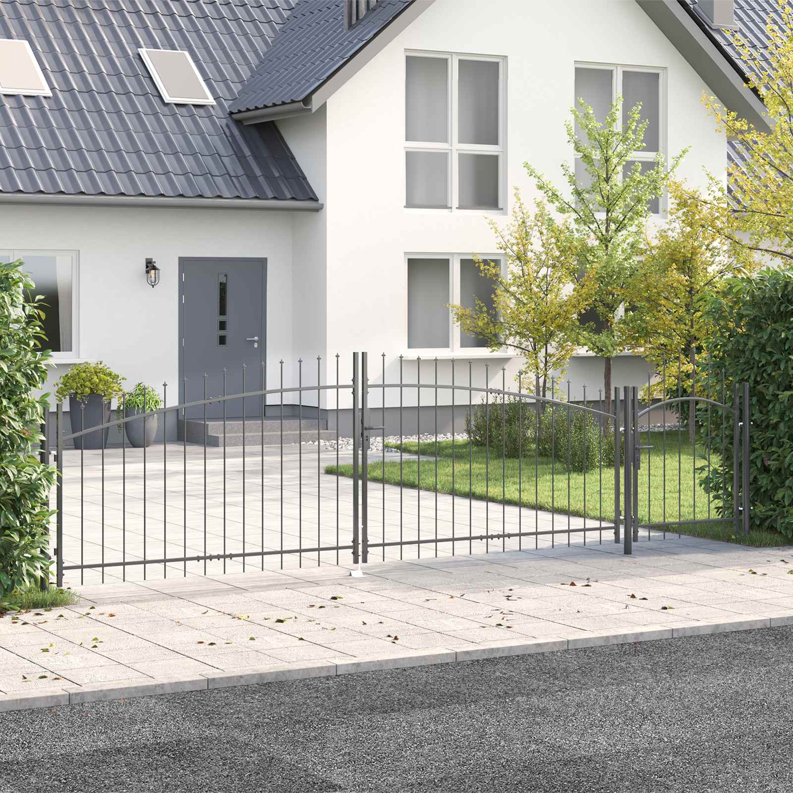 Gartentor Woerden Stahl 1x4 m Schwarz