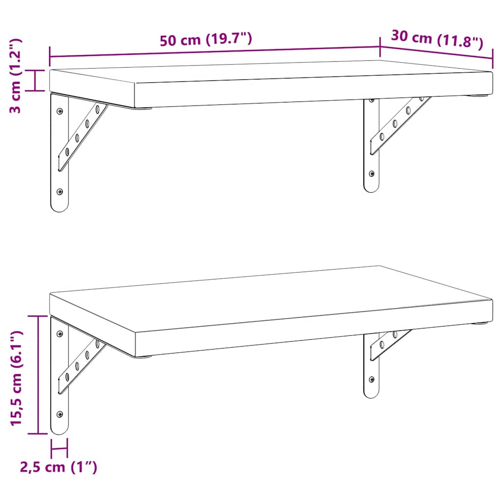 Wandregale 2 Stk. 100x40 cm Silbern Edelstahl
