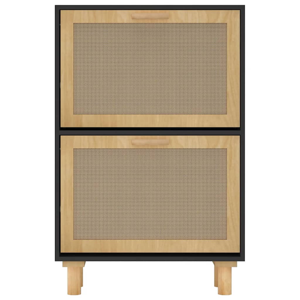 Schuhschrank Weiß 52x25x80 cm Holzwerkstoff & Rattan Natur