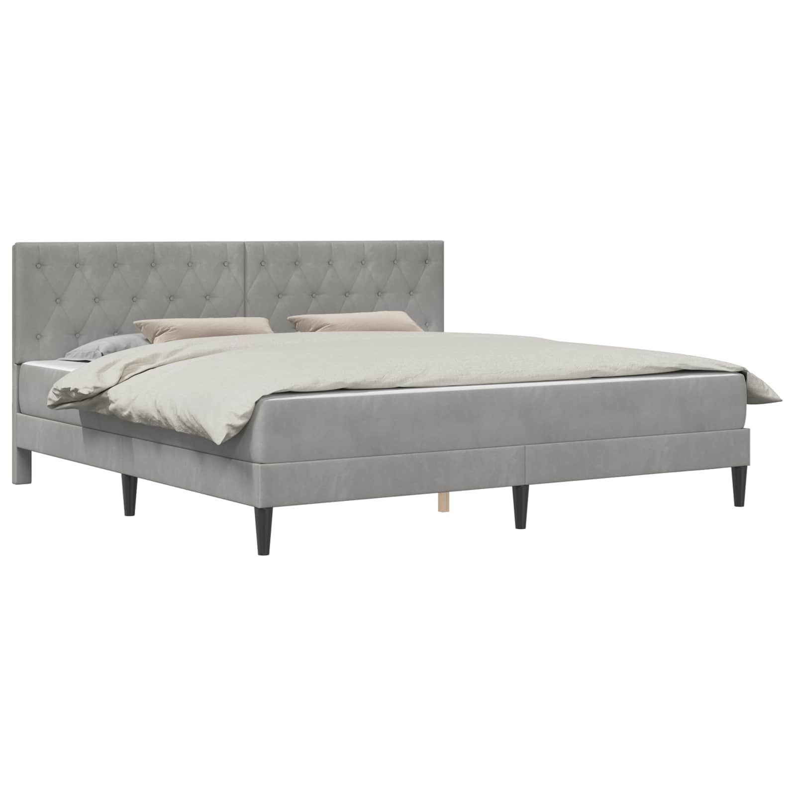 Bettgestell mit Matratze mit Kopfteil Hellgrau 80 x 200 cm Samt