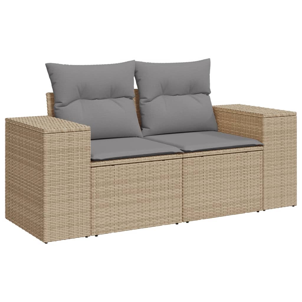 10-tlg. Garten-Sofagarnitur mit Kissen Schwarz Poly Rattan